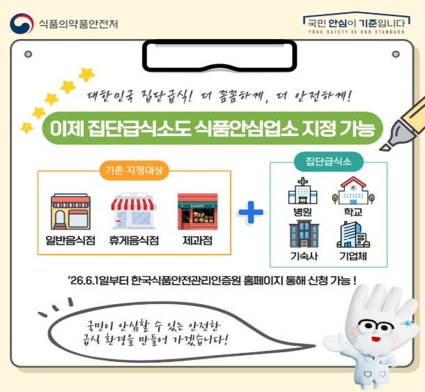 식약처, 집단급식소도 '식품안심업소' 지정 기사 이미지